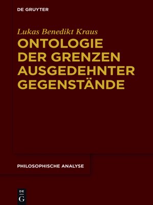 cover image of Ontologie der Grenzen ausgedehnter Gegenstände